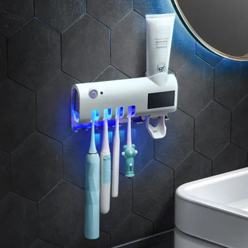 Dozator Pasta De Dinti cu Suport Periute Sterilizare, Lumina UV
