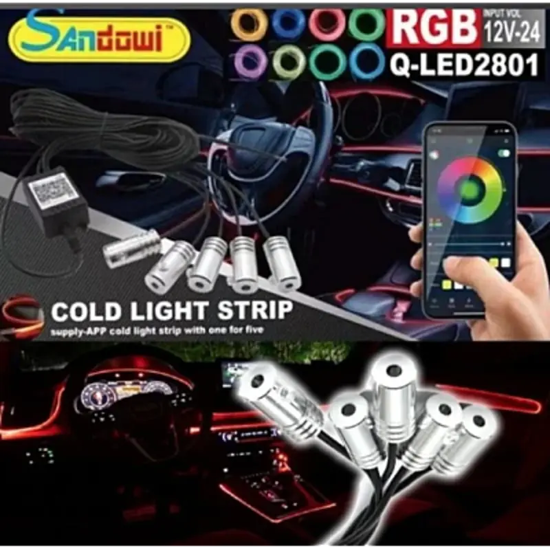 Kit led cu 5 lumini RGB LED Strip Neon 12V, Q LED2801