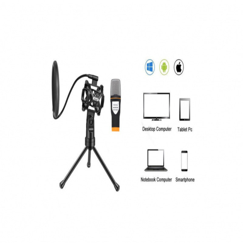 Microfon profesional trepied si filtru, QY-K222