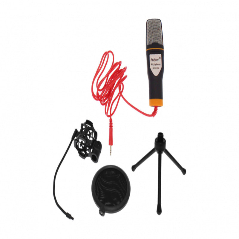 Microfon profesional trepied si filtru, QY-K222