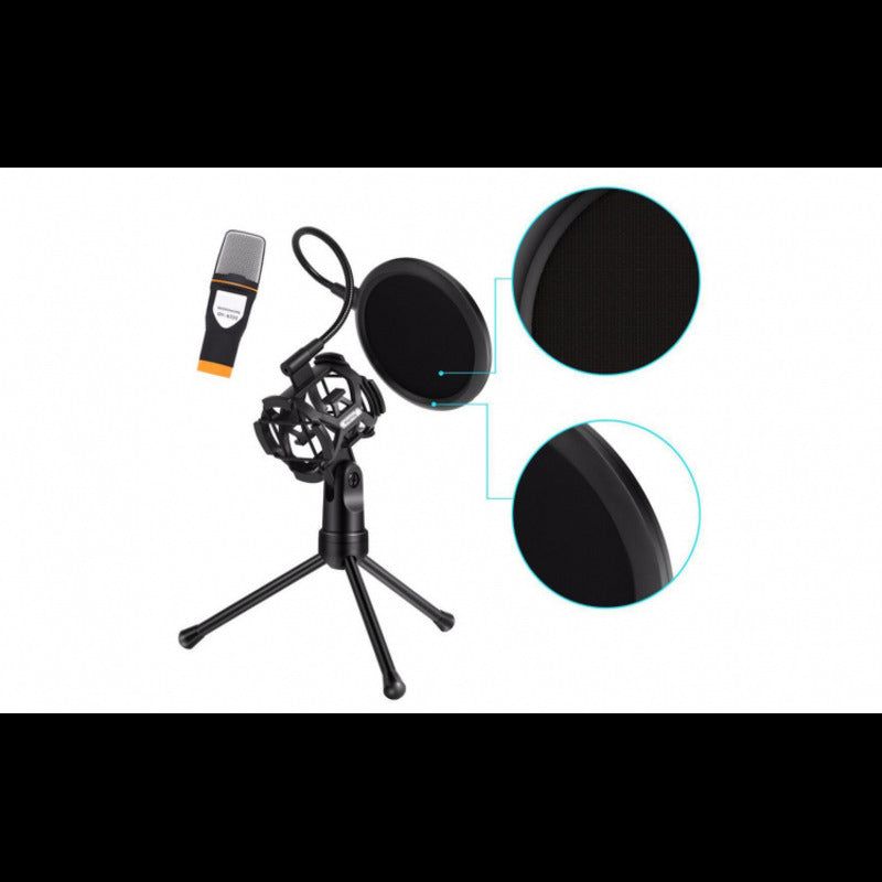 Microfon profesional trepied si filtru, QY-K222