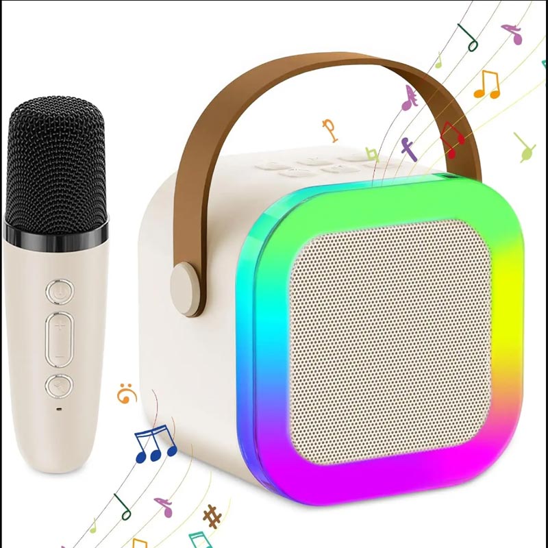 Mini boxa portabila cu lumini, sistem karaoke si microfon wireless