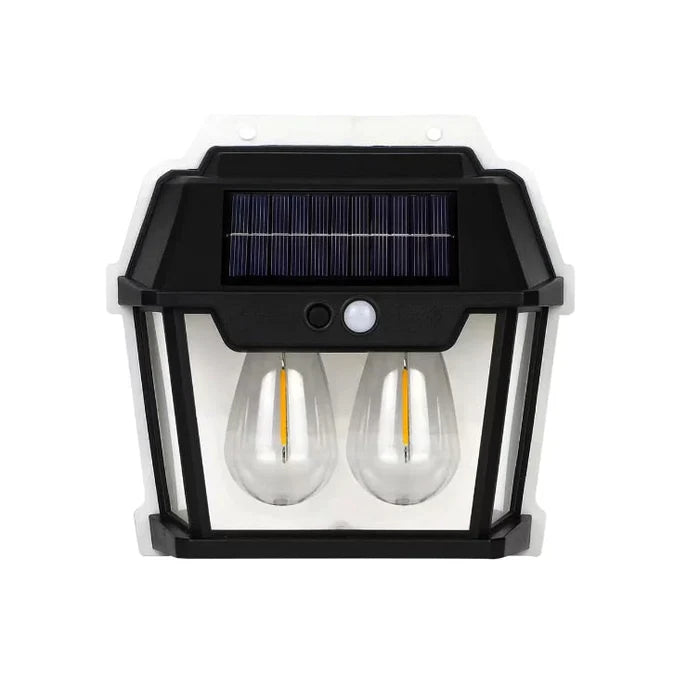 Pachet 4 x lampa solara de exterior cu 2 becuri , 3 moduri de functionare, senzori de miscare si lumina, stare de veghe, lumina calda, waterproof, 28W