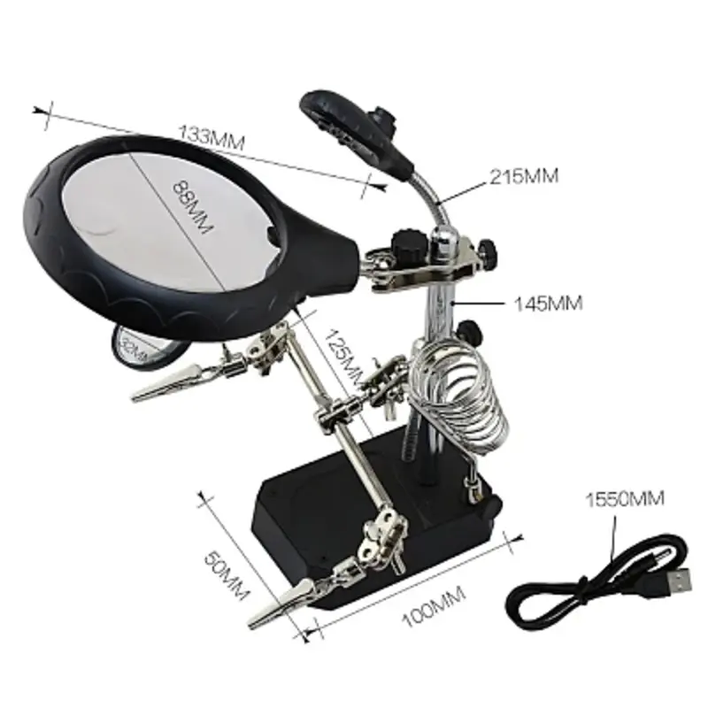 Set Lupa Cleme pentru maini ajutatoare cu LED, Q GJ5