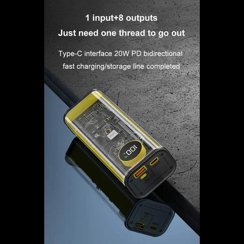 Baterie externa cu afisaj LED, 30000mAh cu lanterna led, incarcare rapida