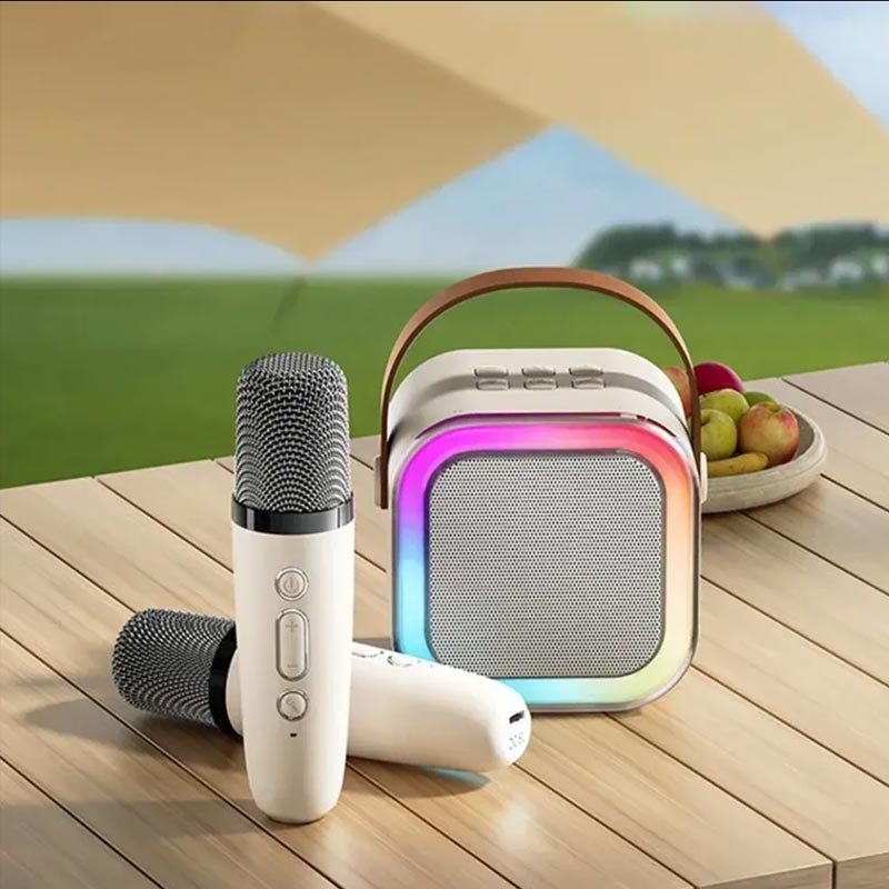 Mini boxa portabila cu lumini, sistem karaoke si microfon wireless