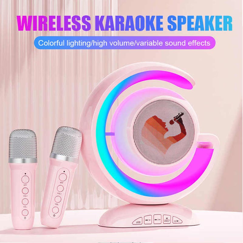 Boxa portabila mica wireless cu karaoke si 2 microfoane, incarcare USB