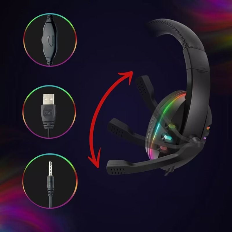 Casti Gaming cu microfon, LED RGB, USB, S-359