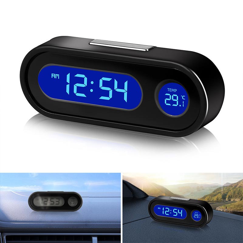 Ceas de masina digital cu termometru, afișaj LCD LED