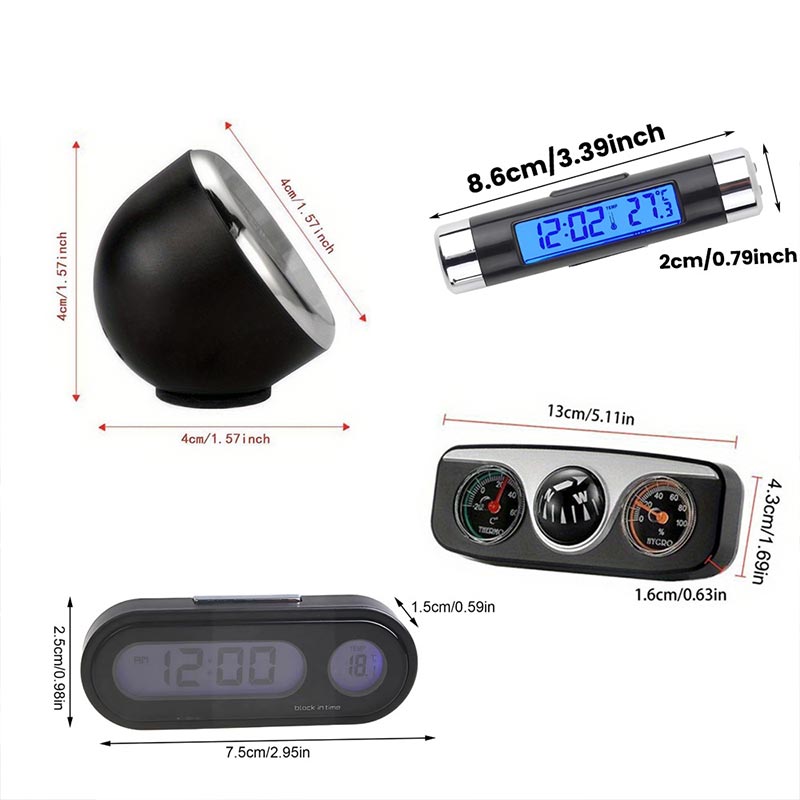 Ceas de masina digital cu termometru, afișaj LCD LED