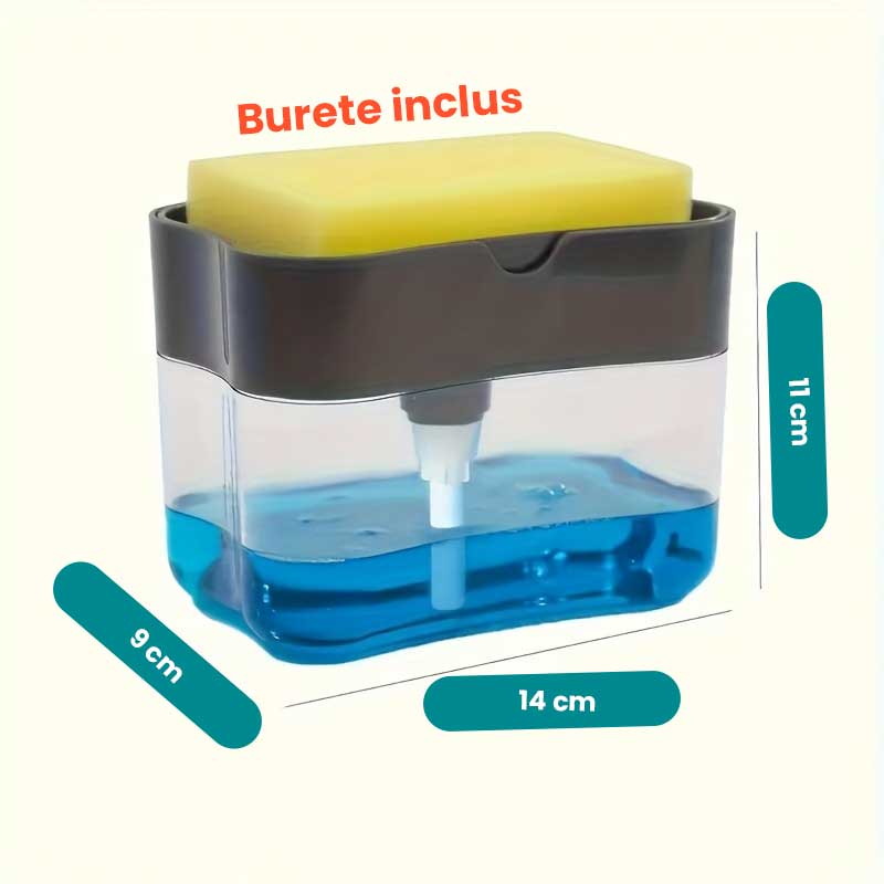 Dispenser detergent vase cu suport de burete