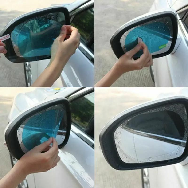 Set 2 folii autocolante pentru oglinda masina anti ploaie anti aburire