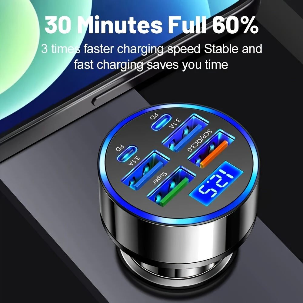 Incarcator auto 6 in 1 cu afisaj digital si incarcare rapida