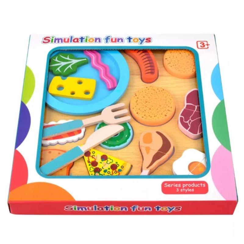 Joc educativ de lemn tip puzzle, model mancare