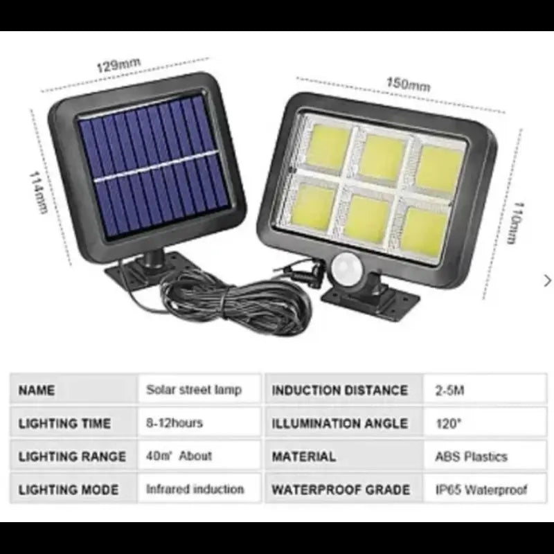 Set 2 lampi solare cu panou solar, 6 COB , putere 15 W, cu senzor de miscare, suport si telecomanda