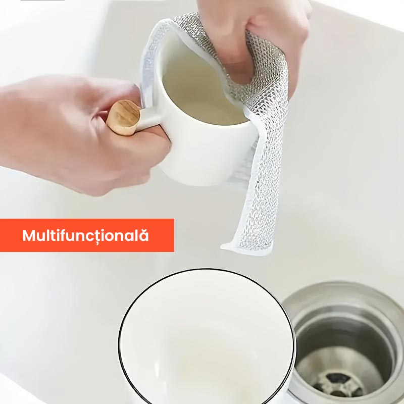 Lavete multifunctionale din microfibra metalica, otel inoxidabil, 20 x 20 cm, 5 bucati