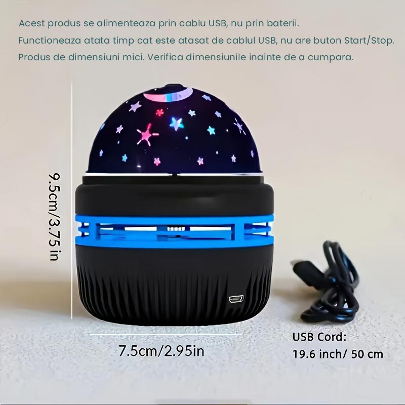 Proiector LED de camera Galaxie, USB