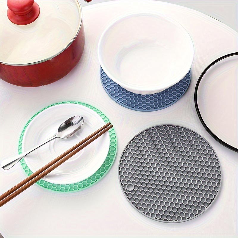 Suport vase fierbinti din silicon, rotund, model fagure