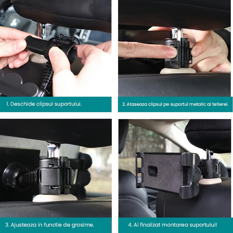 Suport reglabil pentru tetiera auto pentru tablete și telefoane
