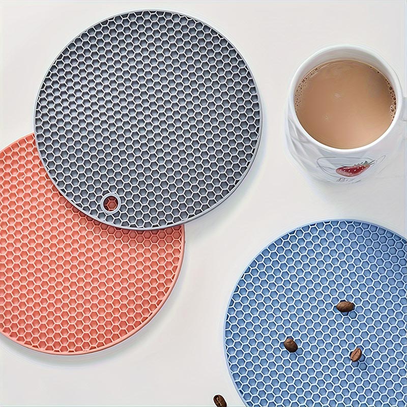Suport vase fierbinti din silicon, rotund, model fagure
