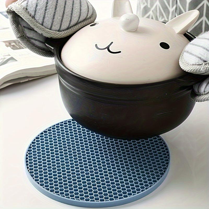Suport vase fierbinti din silicon, rotund, model fagure