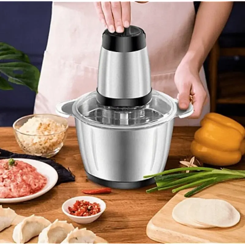 Tocator Electric Multifunctional cu 2 Viteze din Inox pentru Carne Fructe si Legume, Q JR842