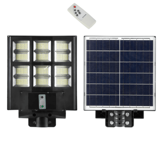 Lampa solara LED iluminat stradal 600W, 6500K, IP65 cu panou solar, senzor de miscare si telecomanda