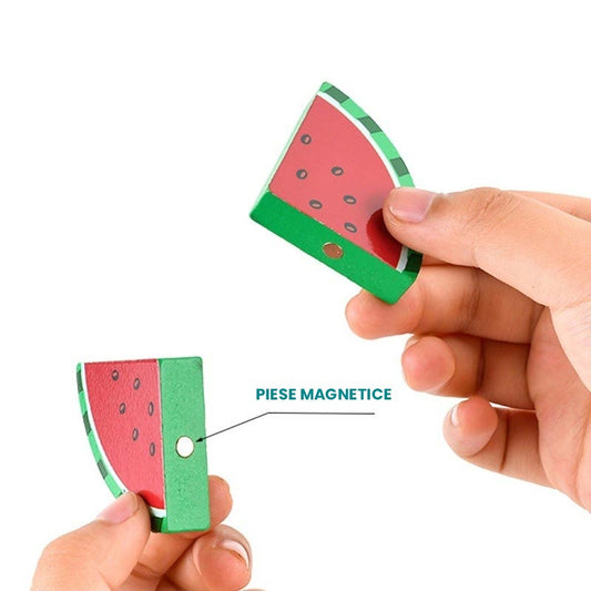 Joc educativ de lemn tip puzzle, model mancare