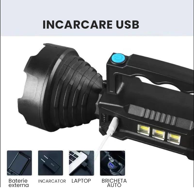 Lanterna solara cu LED 20W, rezistenta la apa,incarcare solara si USB