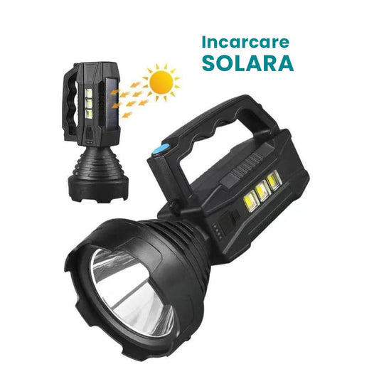 Lanterna solara cu LED 20W, rezistenta la apa,incarcare solara si USB