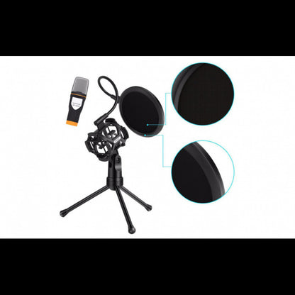 Microfon profesional trepied si filtru, QY-K222