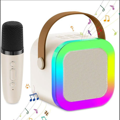 Mini boxa portabila cu lumini, sistem karaoke si microfon wireless