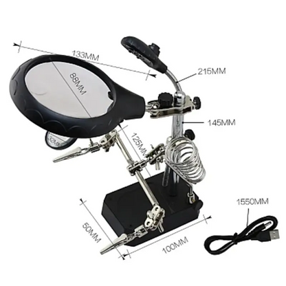 Set Lupa Cleme pentru maini ajutatoare cu LED, Q GJ5