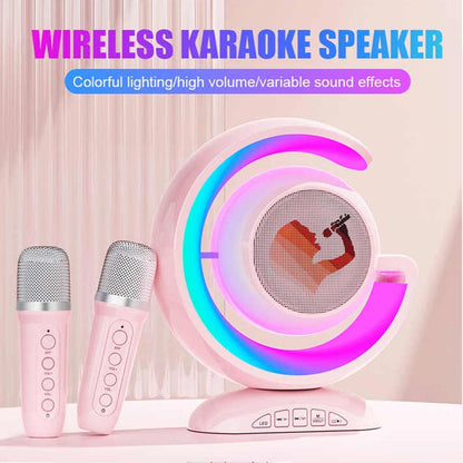 Boxa portabila mica wireless cu karaoke si 2 microfoane, incarcare USB
