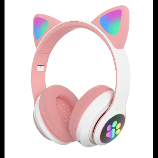 Casti Bluetooth pliabile, iluminare RGB, model urechi de pisica, STN-28