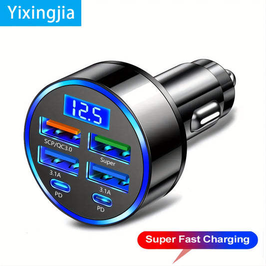 Incarcator auto 6 in 1 cu afisaj digital si incarcare rapida