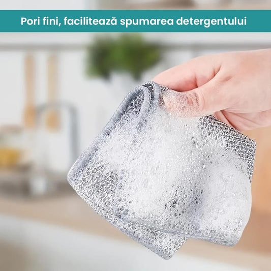 Lavete multifunctionale din microfibra metalica, otel inoxidabil, 20 x 20 cm, 5 bucati