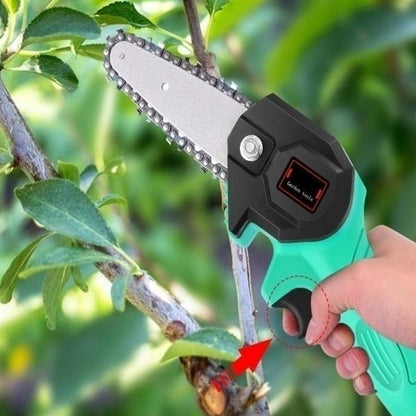 Promo: Mini fierastrau electric cu acumulator + Lant + Lama 4 Inch