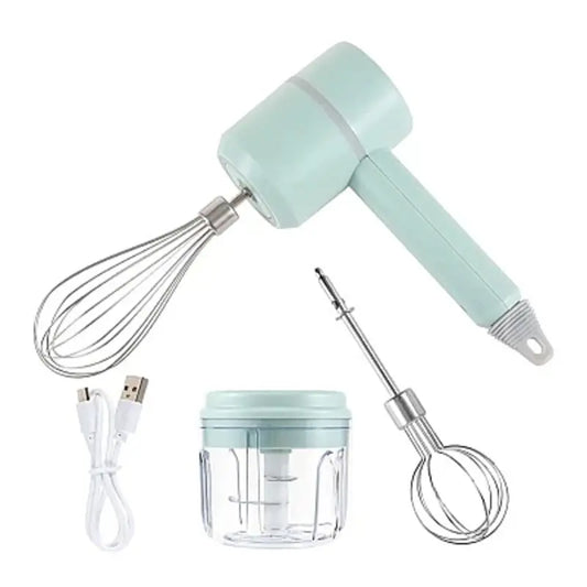 Mixer Electric 3in1, cu Tocator Electric Inclus, Tehnologie Fara Fir, 3 Viteze, Reincarcabil USB, AO-78163