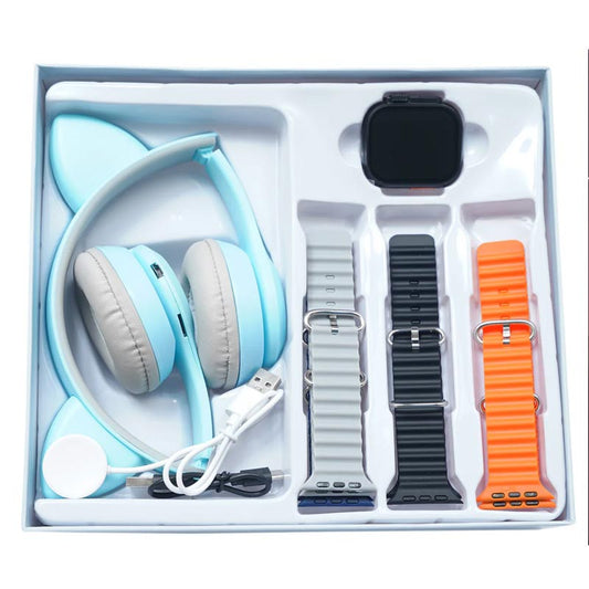 Smartwatch incarcare wireless, set 4 in 1 (bratari si casti)