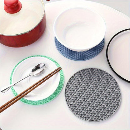 Suport vase fierbinti din silicon, rotund, model fagure