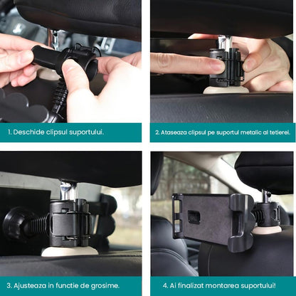 Suport reglabil pentru tetiera auto pentru tablete și telefoane