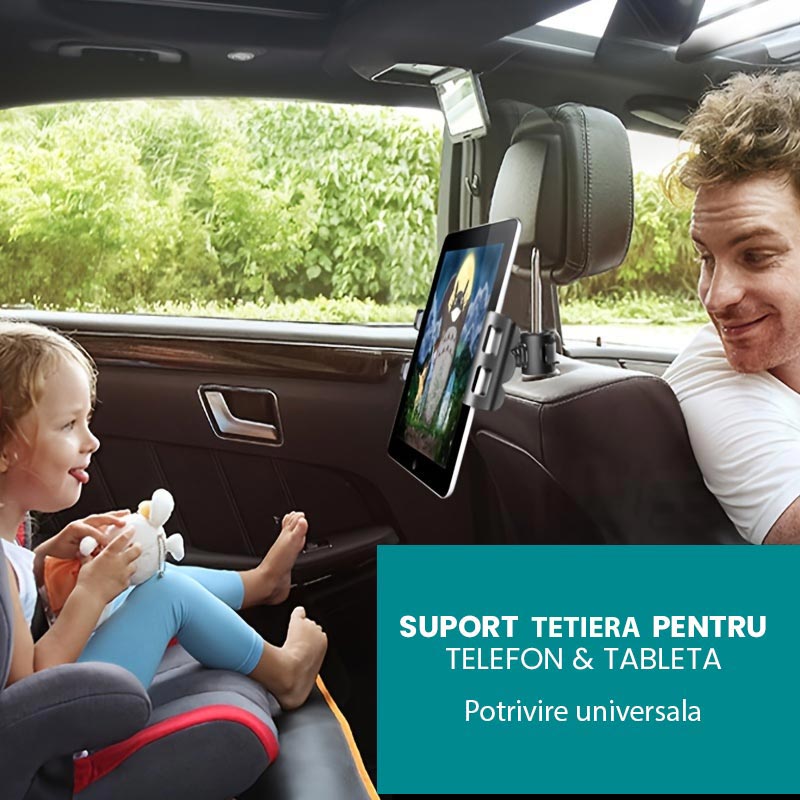 Suport reglabil pentru tetiera auto pentru tablete și telefoane